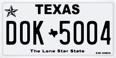 TX license plate DOK5004