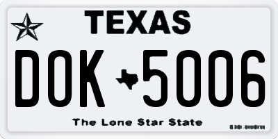 TX license plate DOK5006