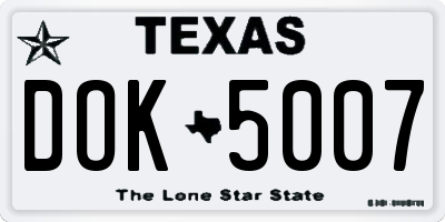 TX license plate DOK5007