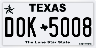 TX license plate DOK5008