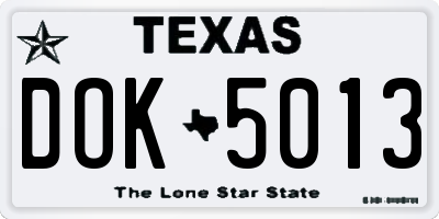 TX license plate DOK5013
