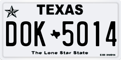 TX license plate DOK5014