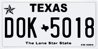 TX license plate DOK5018