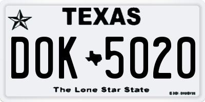 TX license plate DOK5020