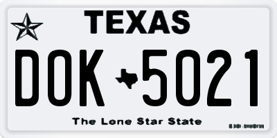 TX license plate DOK5021