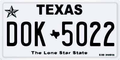 TX license plate DOK5022