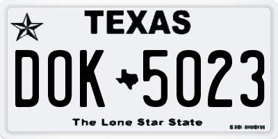 TX license plate DOK5023