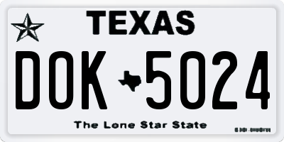 TX license plate DOK5024