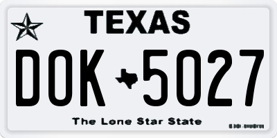 TX license plate DOK5027