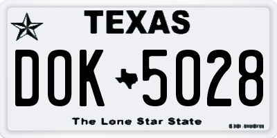 TX license plate DOK5028