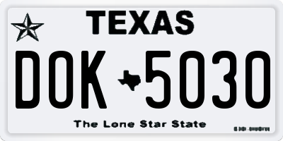 TX license plate DOK5030