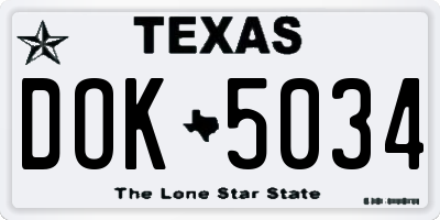 TX license plate DOK5034