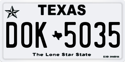 TX license plate DOK5035