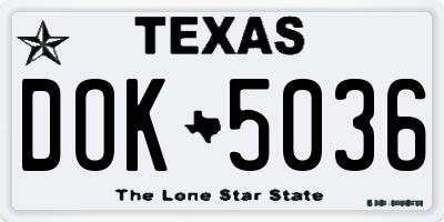 TX license plate DOK5036
