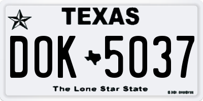 TX license plate DOK5037