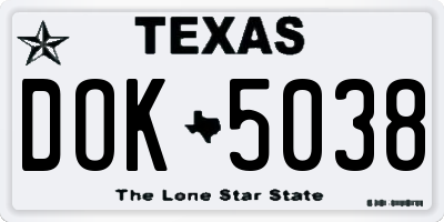 TX license plate DOK5038