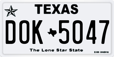 TX license plate DOK5047