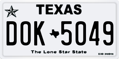 TX license plate DOK5049