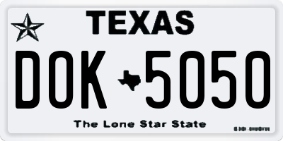 TX license plate DOK5050