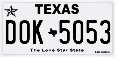 TX license plate DOK5053