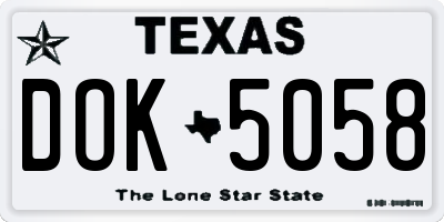 TX license plate DOK5058