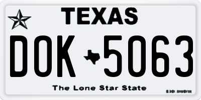 TX license plate DOK5063