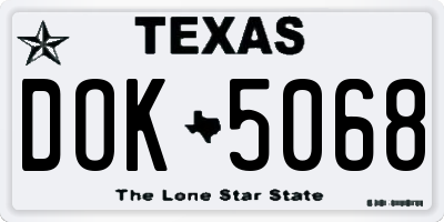 TX license plate DOK5068