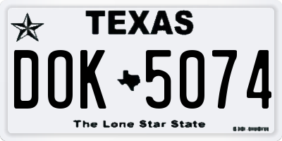 TX license plate DOK5074