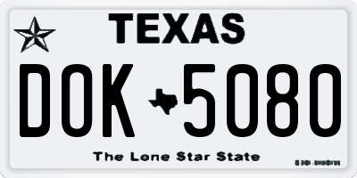 TX license plate DOK5080