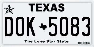 TX license plate DOK5083
