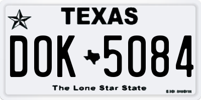 TX license plate DOK5084