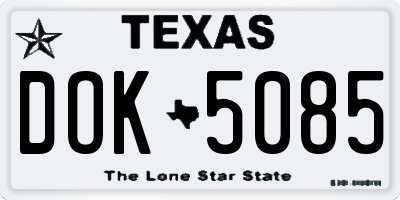 TX license plate DOK5085