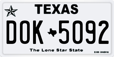 TX license plate DOK5092