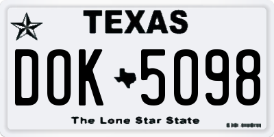TX license plate DOK5098