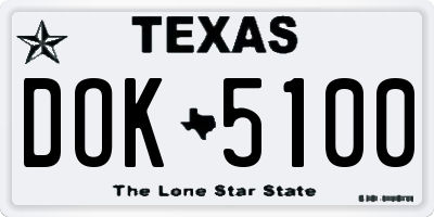 TX license plate DOK5100