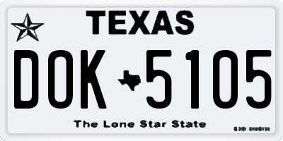 TX license plate DOK5105