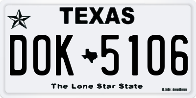 TX license plate DOK5106