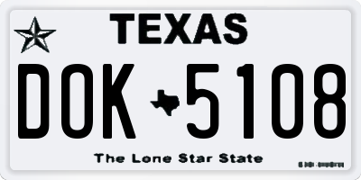 TX license plate DOK5108