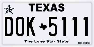 TX license plate DOK5111