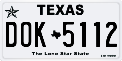 TX license plate DOK5112