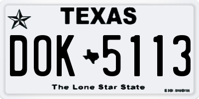TX license plate DOK5113