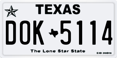 TX license plate DOK5114