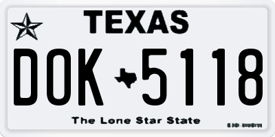 TX license plate DOK5118