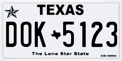 TX license plate DOK5123