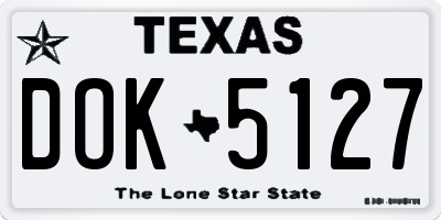 TX license plate DOK5127