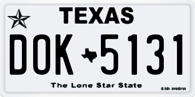 TX license plate DOK5131