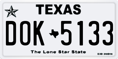 TX license plate DOK5133
