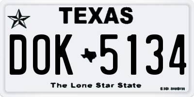 TX license plate DOK5134