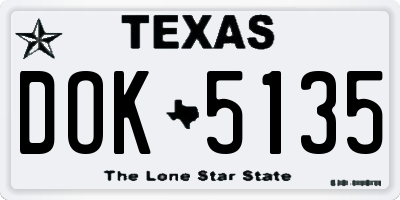 TX license plate DOK5135