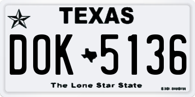 TX license plate DOK5136